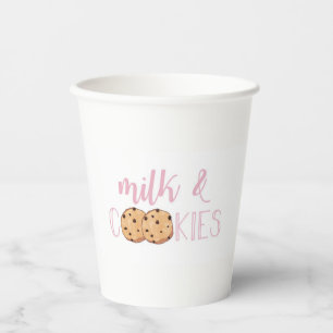 Melk en koekjes Roze Verjaardagspapier Cups Papieren Bekers
