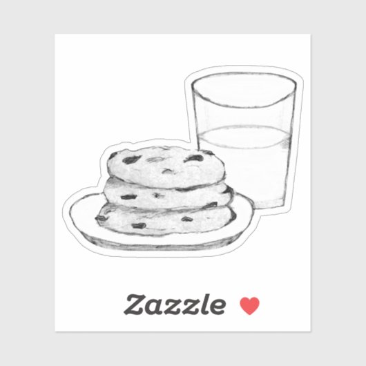 Melk en koekjes Schets Sticker (Vel)