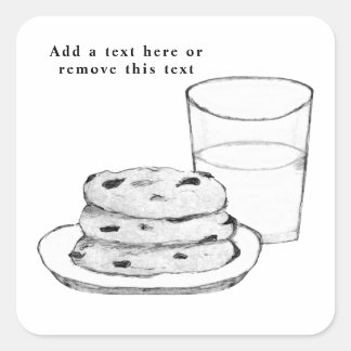 Melk en koekjes Schets Vierkante Sticker