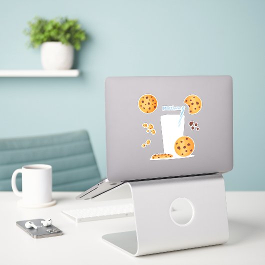 Melk en koekjes sticker (Laptop op bureau)
