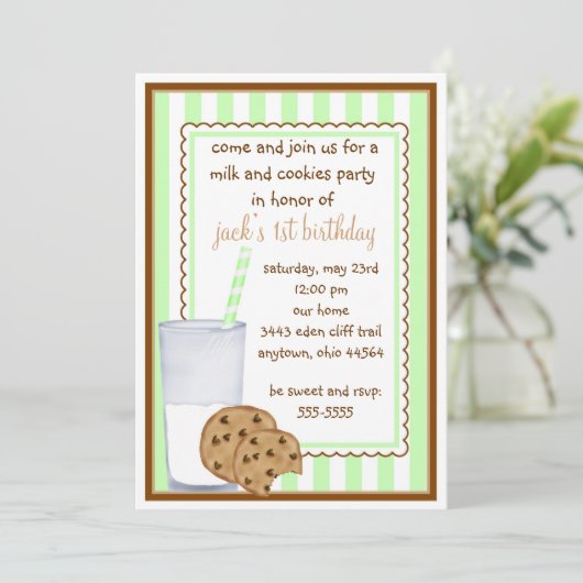 Melk en koekjes, uitnodiging (Staand voorkant)