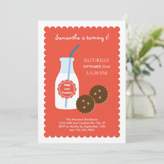 Melk en koekjes, uitnodiging (Staand voorkant)