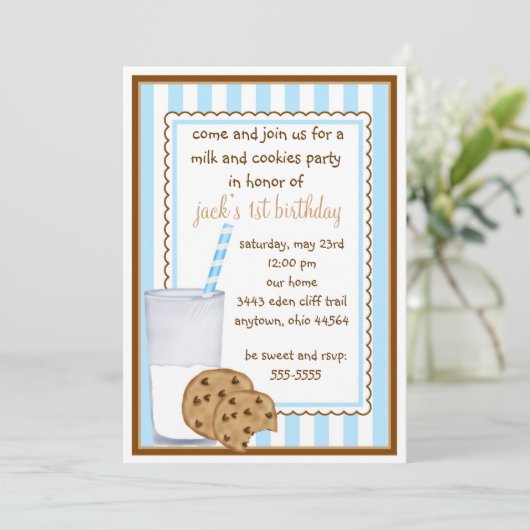 Melk en koekjes, uitnodiging (Staand voorkant)