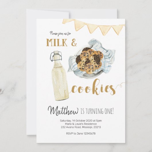 Melk en koekjes Uitnodiging (Voorkant)