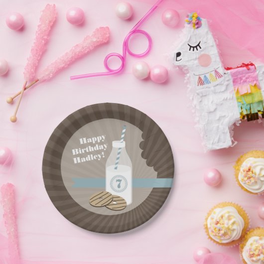 Melk en koekjes van Birthday - blauw Papieren Bordje (Feest)