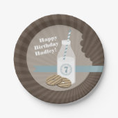 Melk en koekjes van Birthday - blauw Papieren Bordje (Voorkant)