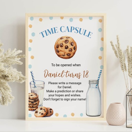 Melk en koekjes Verjaardag Tijd Capsule teken Poster