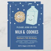 Melk en koekjes verjaardagsdessert uitnodiging (Voorkant / Achterkant)