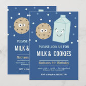 Melk en koekjes verjaardagsdessert uitnodiging (Voorkant / Achterkant)