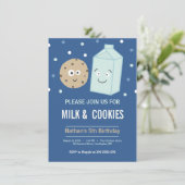 Melk en koekjes verjaardagsdessert uitnodiging (Staand voorkant)