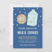 Melk en koekjes verjaardagsdessert uitnodiging (Achterkant)