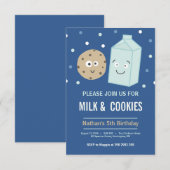 Melk en koekjes verjaardagsfeest kaart (Voorkant / Achterkant)