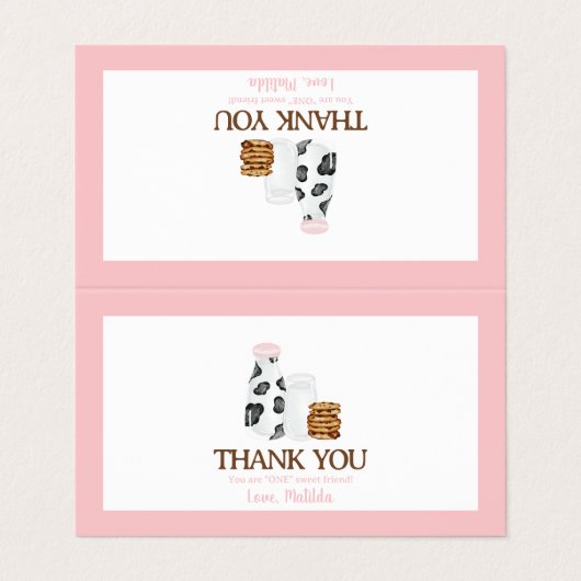 Melk en koekjes Verjaardagsfeestgunst trakteer top Visitekaartje (Buitenkant ongevouwen)