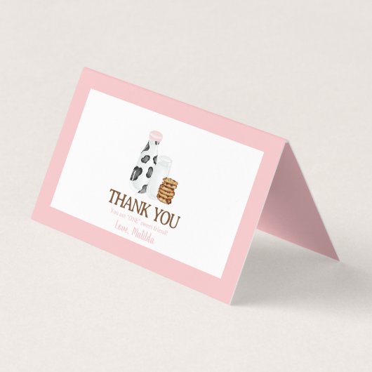 Melk en koekjes Verjaardagsfeestgunst trakteer top Visitekaartje (Achterkant)