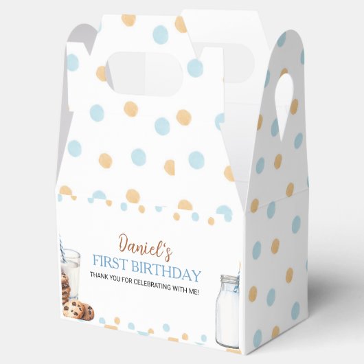 Melk en koekjes verjaardagsfeestje gunstbox bedankdoosjes (Geopend)