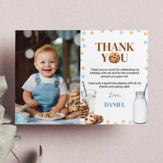 Melk En Koekjes Verjaardagsfoto Bedankkaart