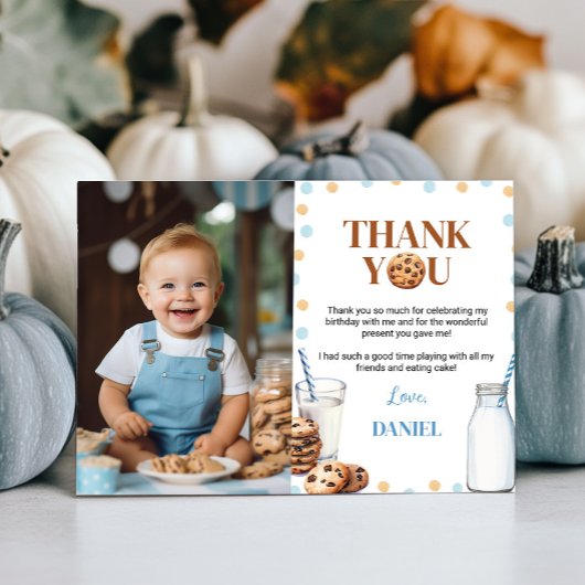 Melk En Koekjes Verjaardagsfoto Bedankkaart
