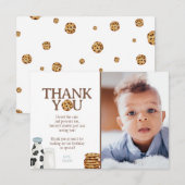 Melk en koekjes Verjaardagsfoto Dank u kaart (Voorkant / Achterkant)