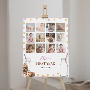 Melk en koekjes Verjaardagsfoto Mijlpaal teken Poster