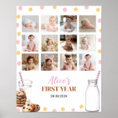 Melk en koekjes Verjaardagsfoto Mijlpaal teken Poster (Voorkant)