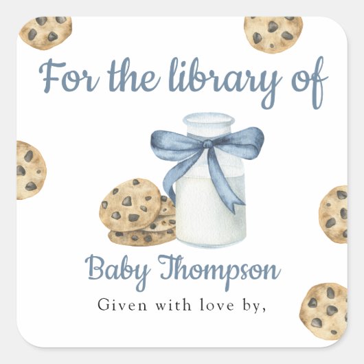 Melk en koekjes voor de bibliotheek van vierkante sticker (Voorkant)