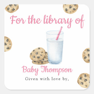 Melk en koekjes voor de bibliotheek van vierkante sticker