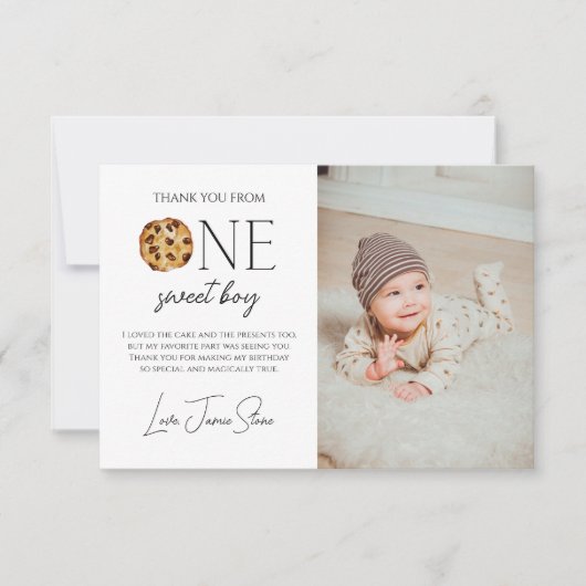 Melk en Koekjes Zoete Jarige Jongen Verjaardag Bedankkaart (Voorkant)