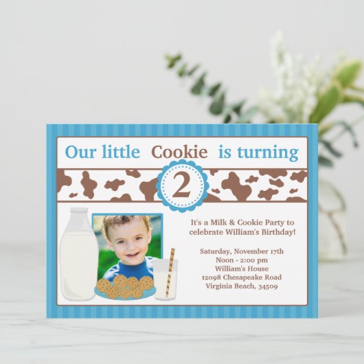 Melk- en koekjesfeest kaart (Staand voorkant)