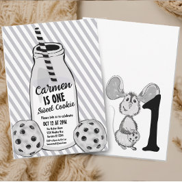 Melk en koekjesmuis eerste verjaardag kaart