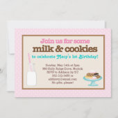 Melk- en koekjespartij (roze) kaart (Voorkant)
