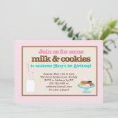 Melk- en koekjespartij (roze) kaart (Staand voorkant)