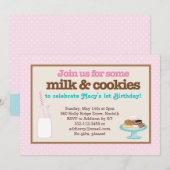 Melk- en koekjespartij (roze) kaart (Voorkant / Achterkant)