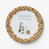Melk en Koekkruim Blauw Verjaardagsfeesttafel Papieren Bordje (Voorkant)