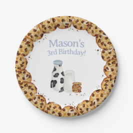 Melk en Koekkruim Blauw Verjaardagsfeesttafel Papieren Bordje