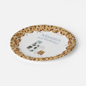 Melk en Koekkruim Blauw Verjaardagsfeesttafel Papieren Bordje (Gekanteld)