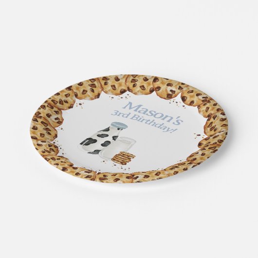 Melk en Koekkruim Blauw Verjaardagsfeesttafel Papieren Bordje (Gekanteld)