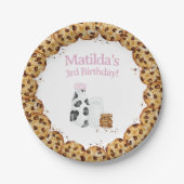 Melk en Koekkruim Roze Verjaardagsfeesttafel Papieren Bordje (Voorkant)