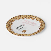 Melk en Koekkruim Roze Verjaardagsfeesttafel Papieren Bordje (Gekanteld)