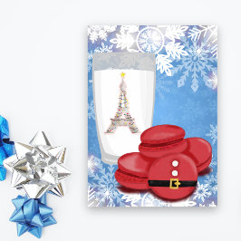 Melk en Macarons Eiffeltoren Parijs Kerstmis Feestdagen Kaart