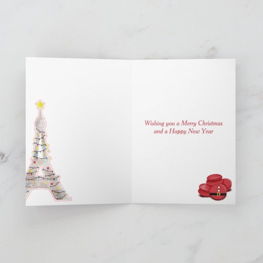 Melk en Macarons Eiffeltoren Parijs Kerstmis Feestdagen Kaart (Binnen)