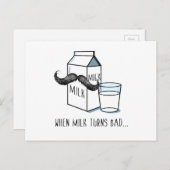 Melk en Mustache Funny Briefkaart (Voorkant / Achterkant)