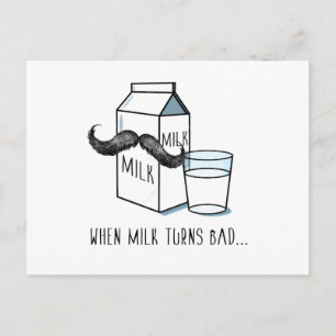 Melk en Mustache Funny Briefkaart