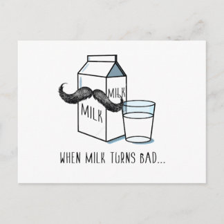 Melk en Mustache Funny Briefkaart