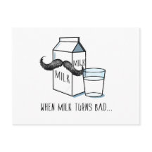 Melk en Mustache Funny Briefkaart