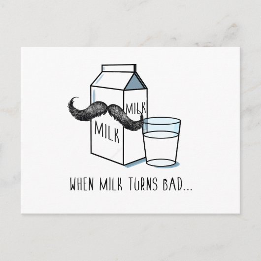 Melk en Mustache Funny Briefkaart (Voorkant)