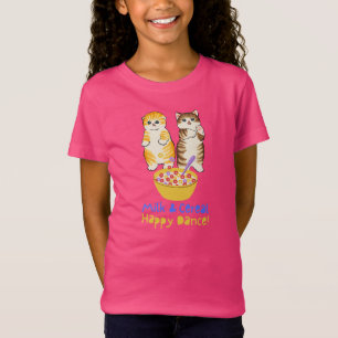 Melk en ontbijtgranen geluksdans met kittens t-shirt