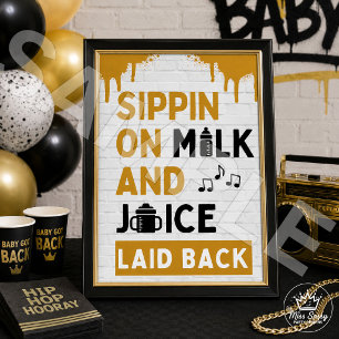 Melk en Sap 90s Hip Hop Verjaardag Baby Shower Poster