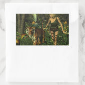 Melk en tijger in de Oerwoud Rechthoekige Sticker (Tas)