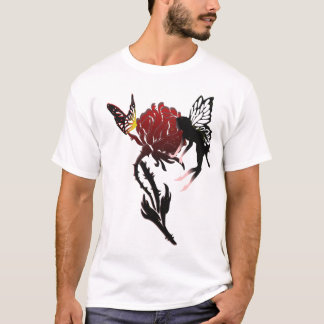 Melk en vlinder bovenaan Roos T-shirt