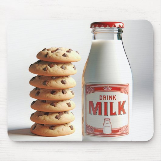 Melk Fles en Chocolade Chip Cookies Muismat (Voorkant)